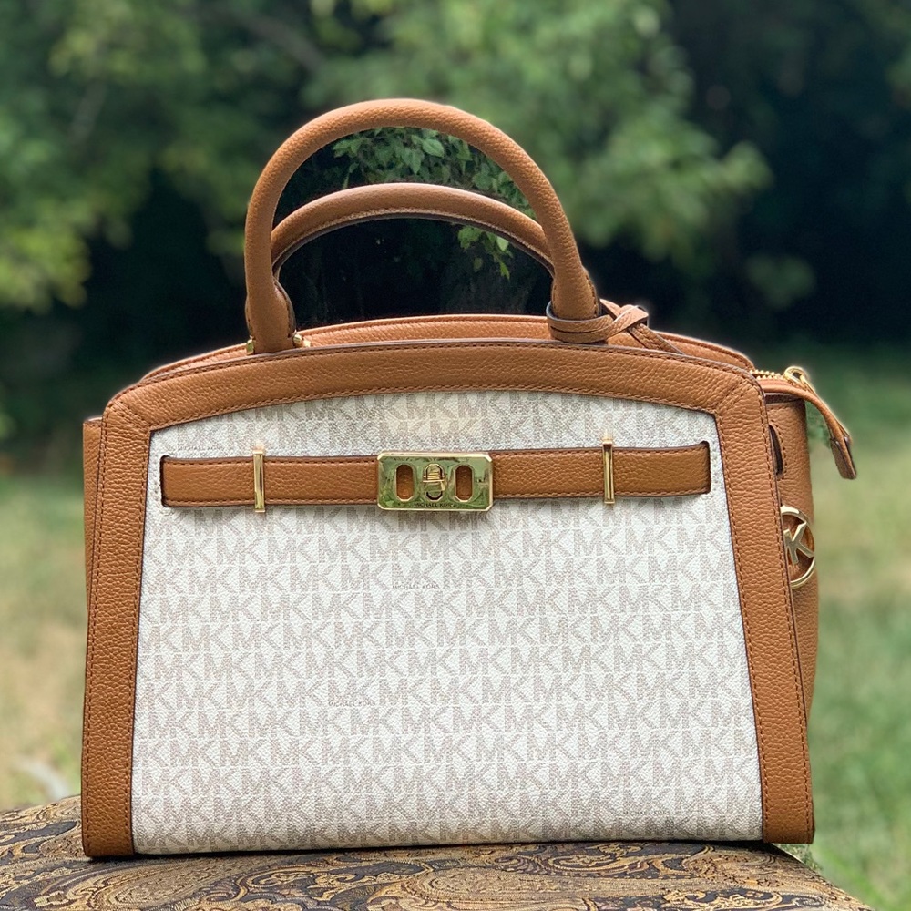 Michael Kors Karson Satchel Brown&White